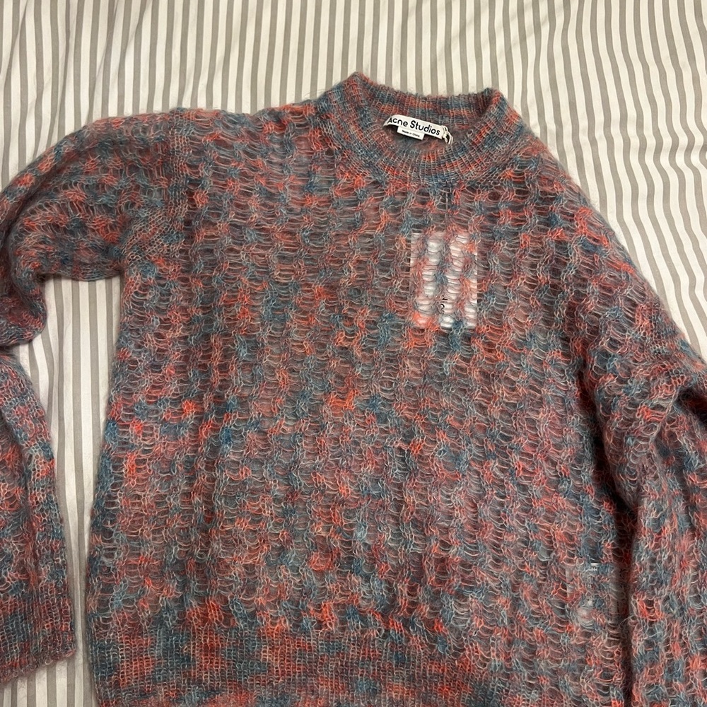 Acne Studios Kobina open-knit multicolor mohair sweater S - Picture 3 of 8